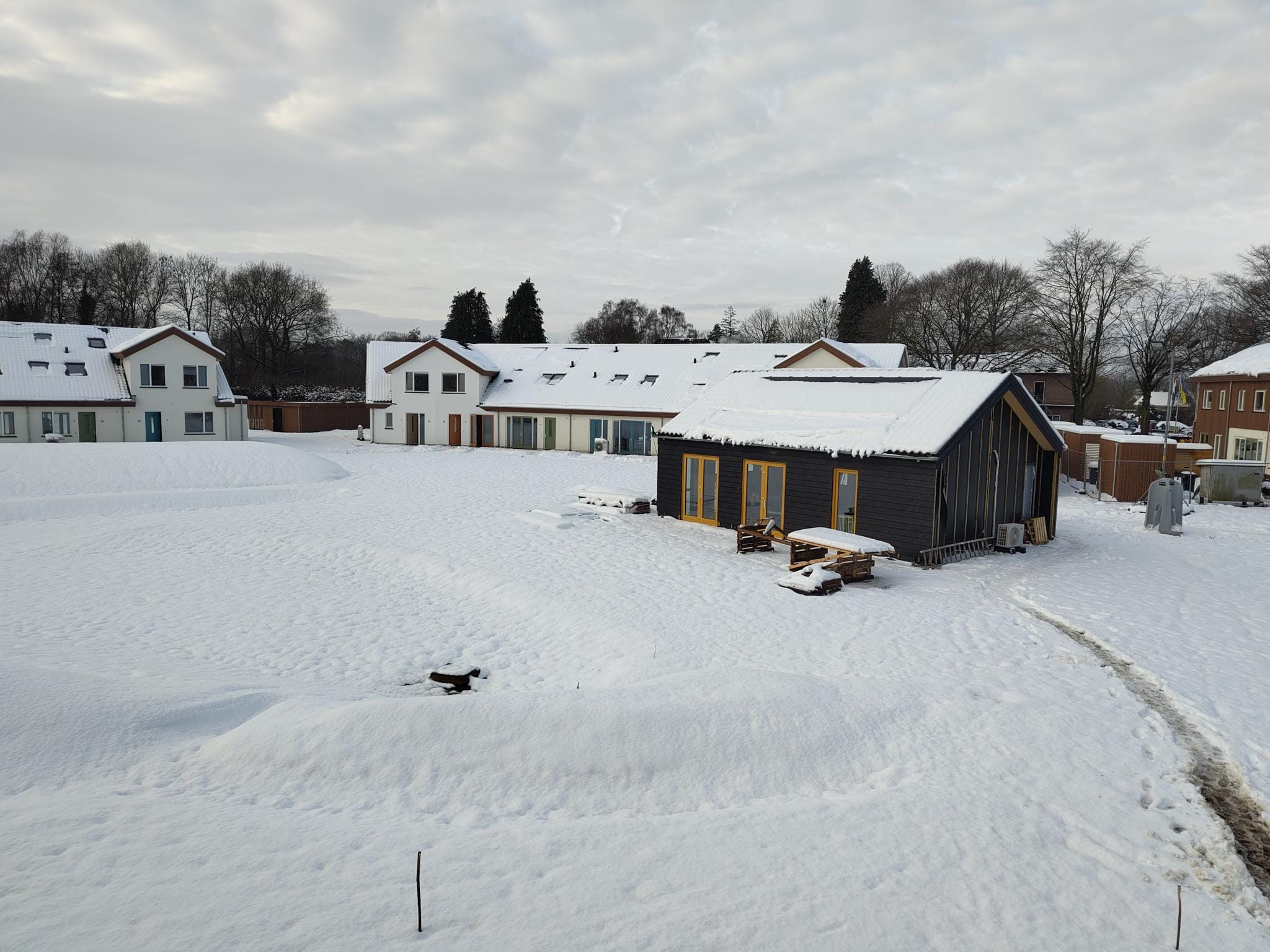24 woningen van Ecowonen Midden Nederland, ontworpen door ORIO architecten, in een verstild landschap